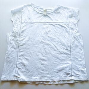 Women's Flutter Eyelet Sleeve 100 Cotton Blouse Boho Chic Whimsy Lagenlook